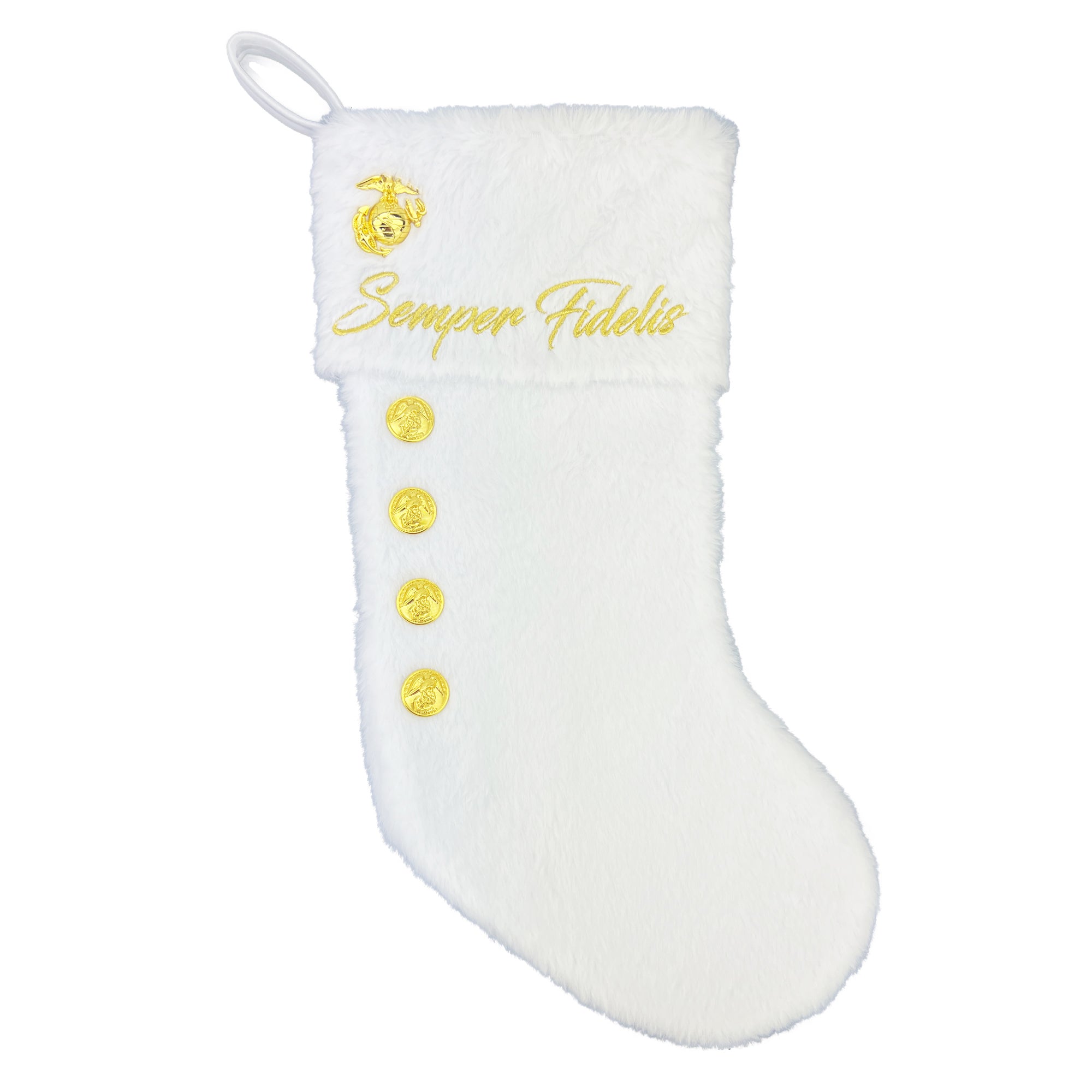Marine Corps Stocking: Gold/White Semper Fidelis