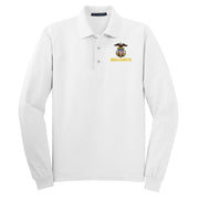 Men's White Long Sleeve Polo Shirt Embroidered With Sea Cadet Logo