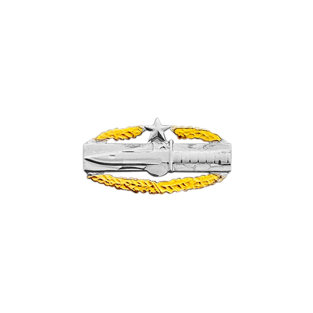 Army Badge: Master Combat Action Second Award - dress miniature size, mirror finish with gold wreath