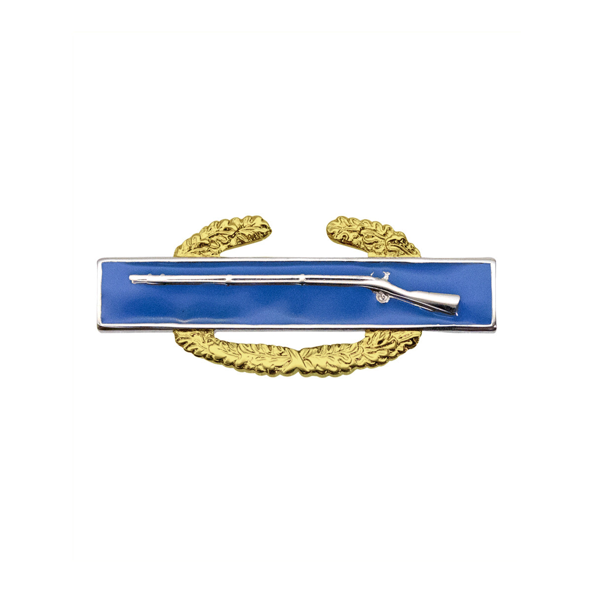 Army Badge: Master Combat Infantry First Award - miniature blouse size, mirror finish with gold wreath