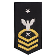 Navy E8 FEMALE Rating Badge: CT Cryptologic Technician - seaworthy gold on blue