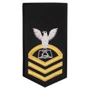 Navy E7 FEMALE Rating Badge: CS Culinary Specialist - seaworthy gold on blue