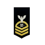 Navy E7 FEMALE Rating Badge: RW Robotics Warfare Specialist - seaworthy gold on blue