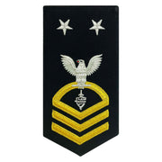 Navy E9 MALE Rating Badge: CWT Cyber Warfare Technician - seaworthy gold on blue
