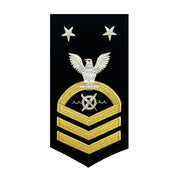 Navy E9 MALE Rating Badge: Robotics Warfare Specialist- seaworthy gold on blue