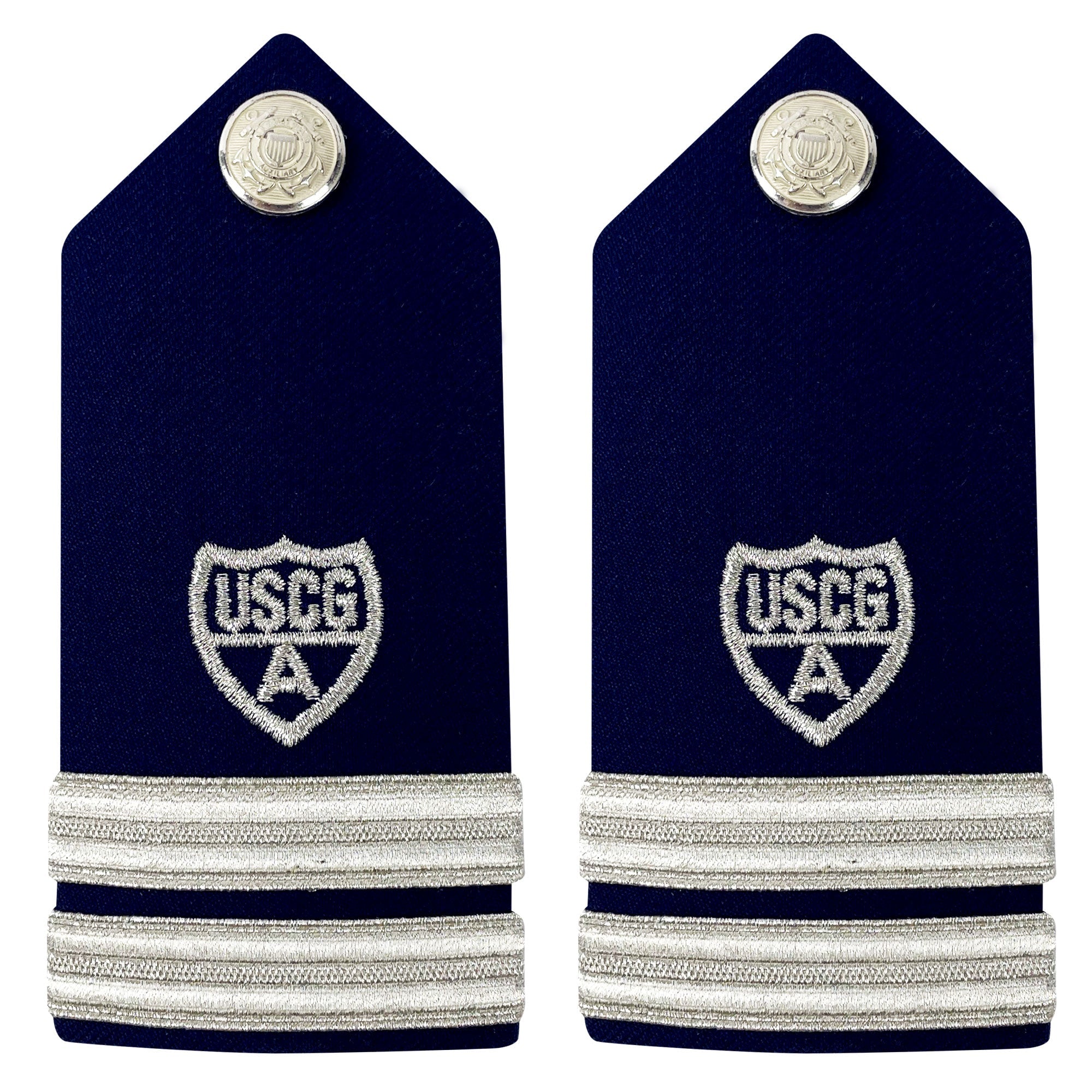Coast Guard Auxiliary Hard Shoulder Board: FC (2 Stripes & Silver A) - Male
