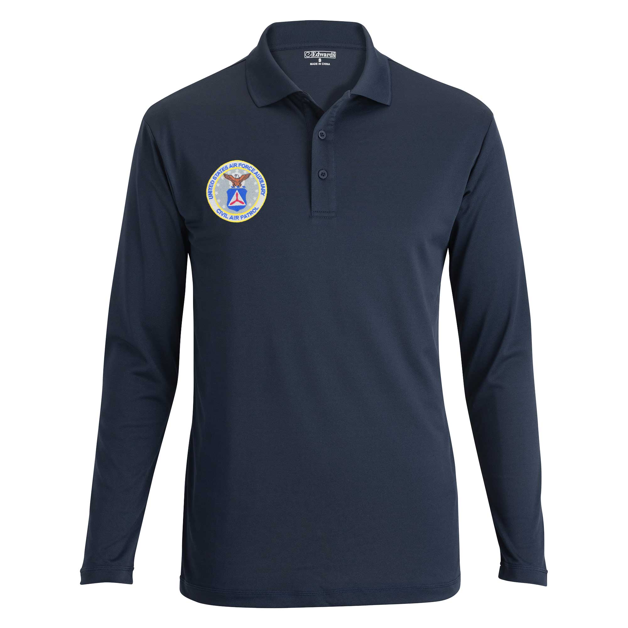 Civil Air Patrol Uniform: Golf Shirt with Seal - Male (Long-Sleeve) (PERSONALIZED) **PLEASE CHECK THE SIZE MEASUREMENTS**