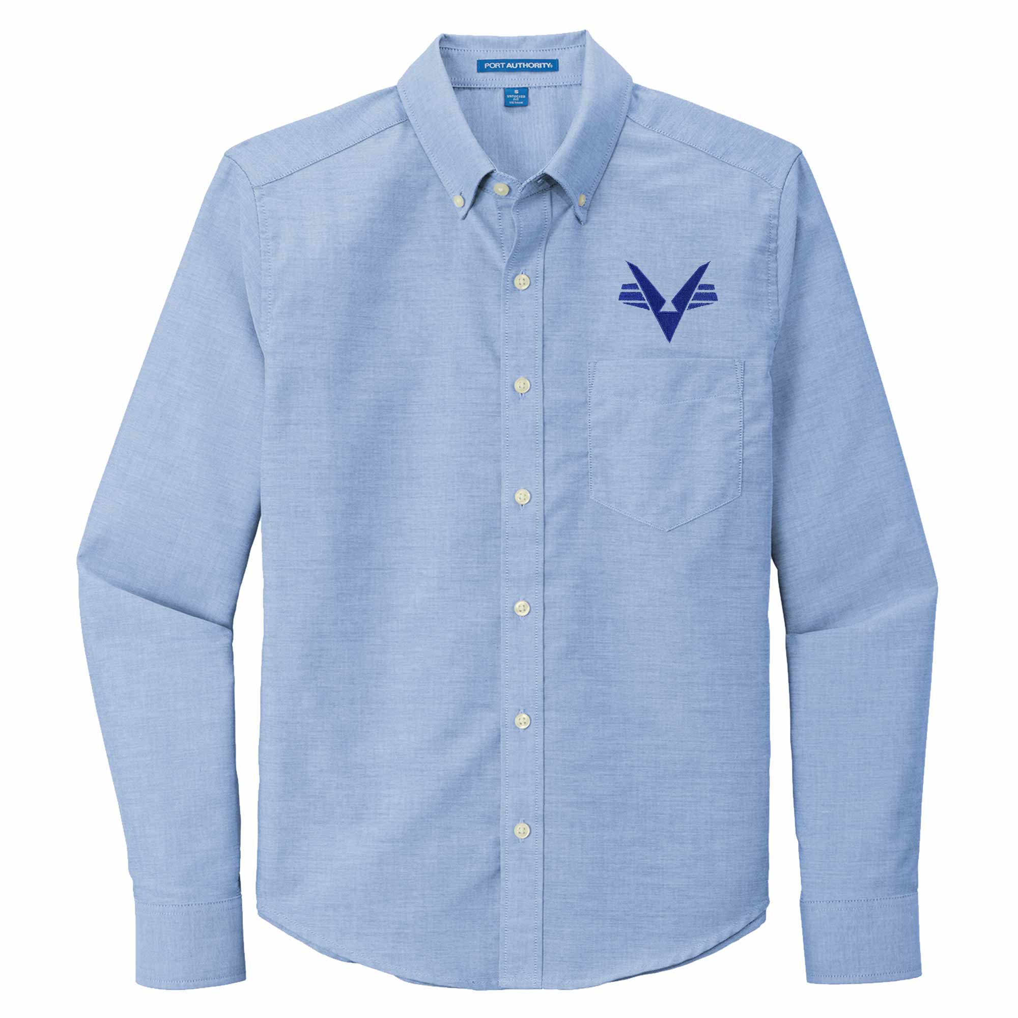 Civil Air Patrol Leisure Shirt: Male Long Sleeve (Oxford Blue) with/Flying V
