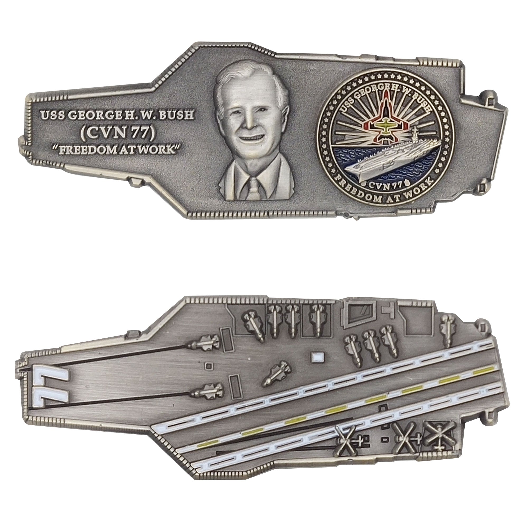Coin: 3" USS George H. W. Bush CVN-77 - Carrier Shape
