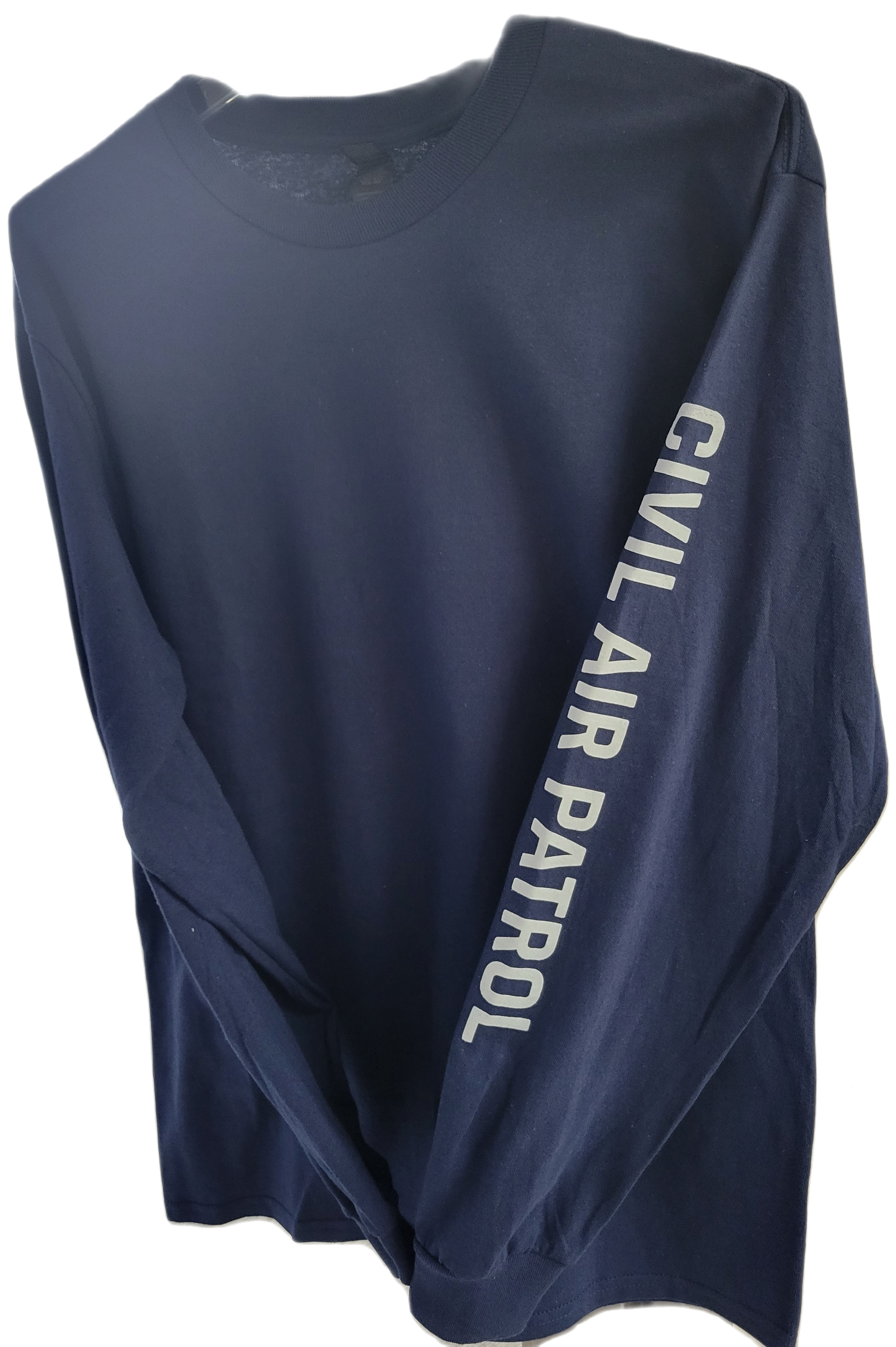 Civil Air Patrol Leisure Shirt: Male Long Sleeve T-Shirt (Navy) with Grey Flying V