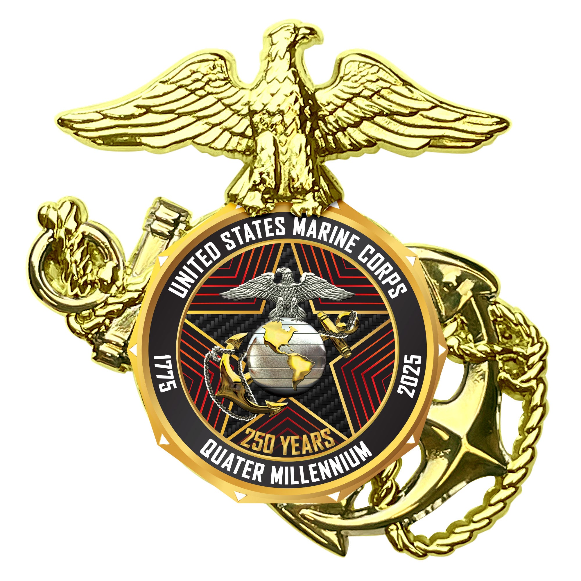Marine Corps 250th Coin: 3" Eagle Globe and Anchor - Gold