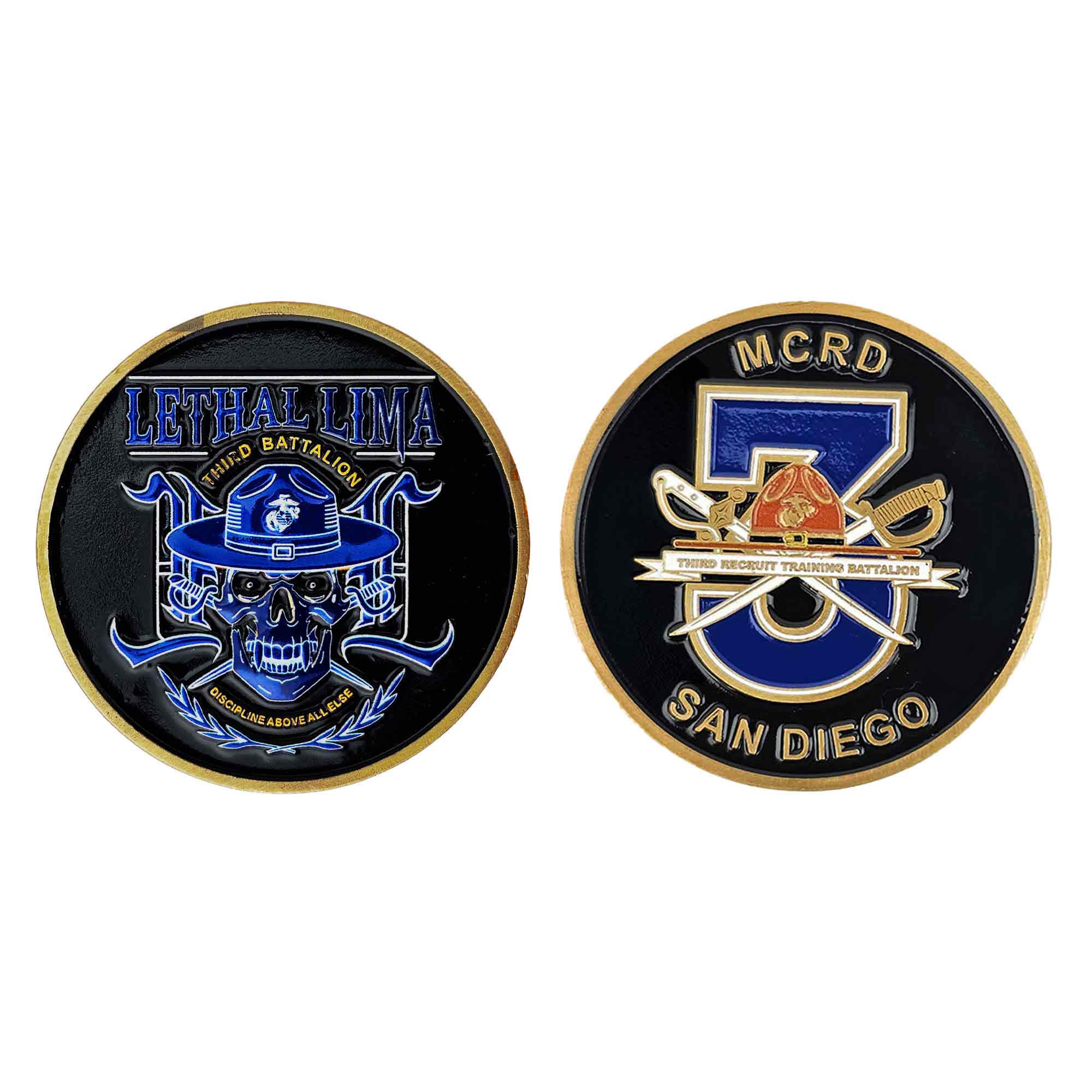 Marine Corps Coin: 2" Marine Corps Recruit Depot San Diego 3rd Battalion Lima Company