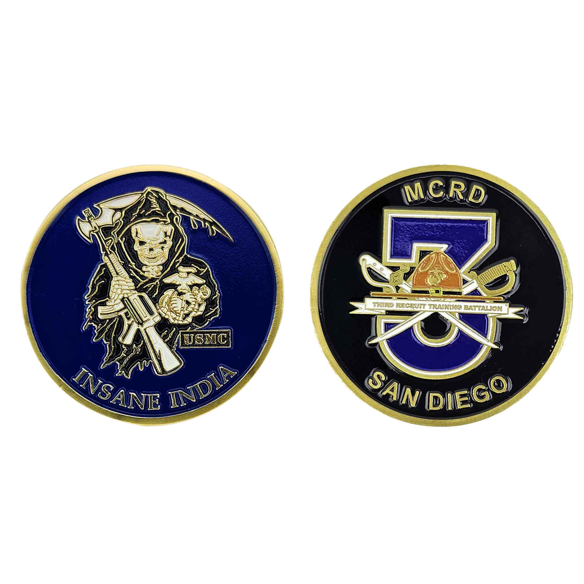 Marine Corps Coin: 2" Marine Corps Recruit Depot San Diego 3rd Battalion India Company