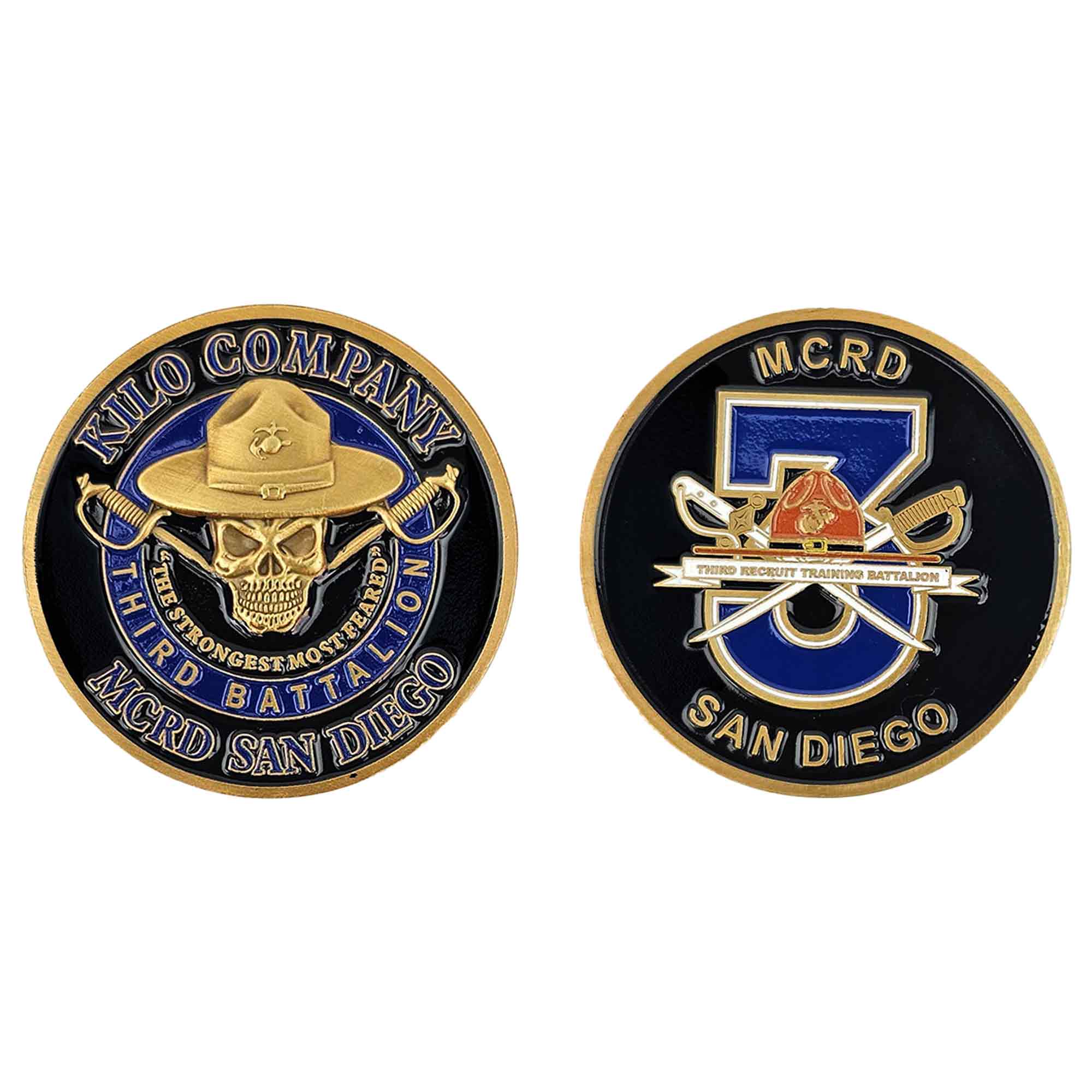 Marine Corps Coin: 2" Marine Corps Recruit Depot San Diego 3rd Battalion Kilo Company