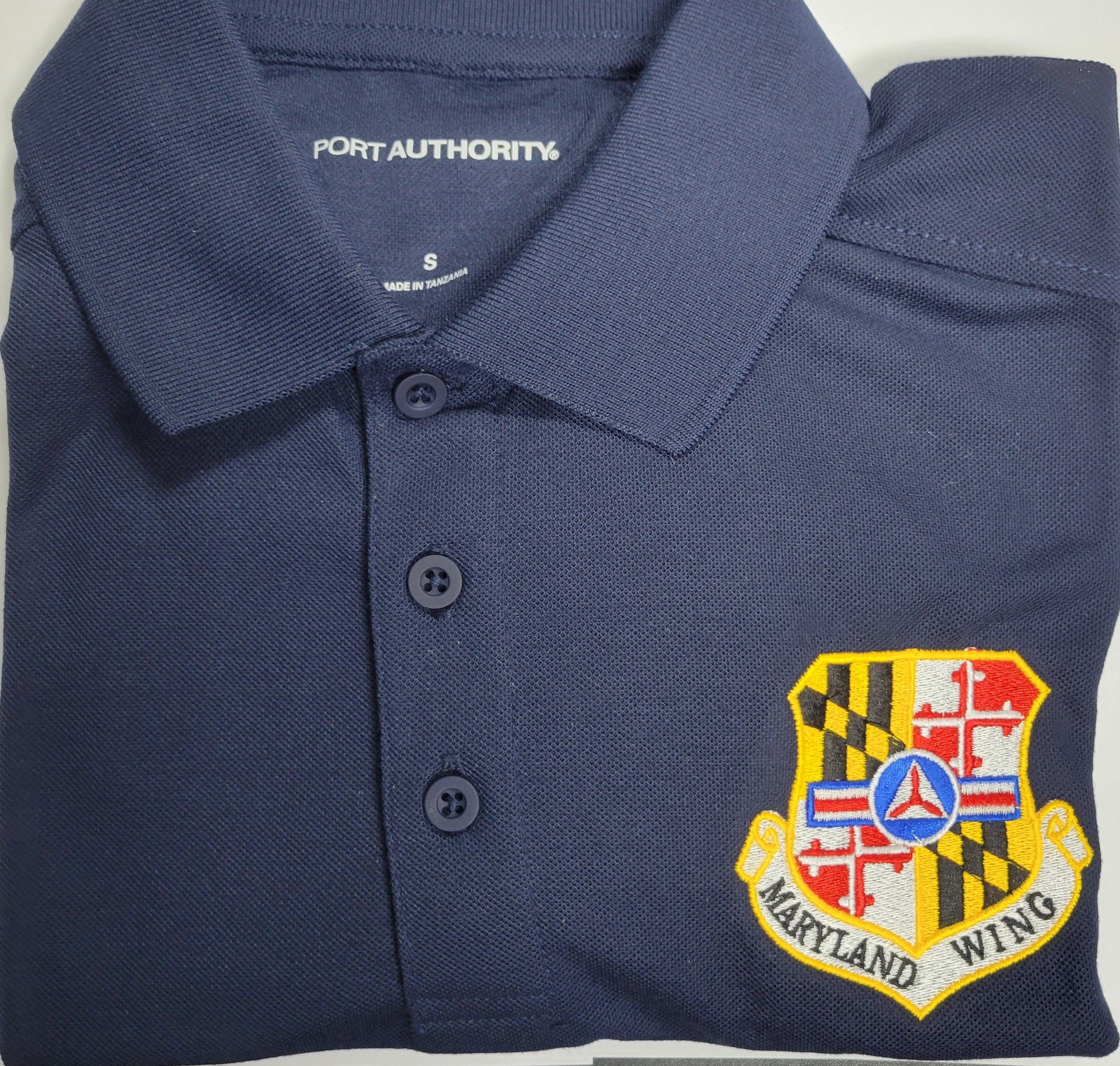 Civil Air Patrol Leisure Shirt: Polo (Navy Blue) with Wing/Region Emb Male