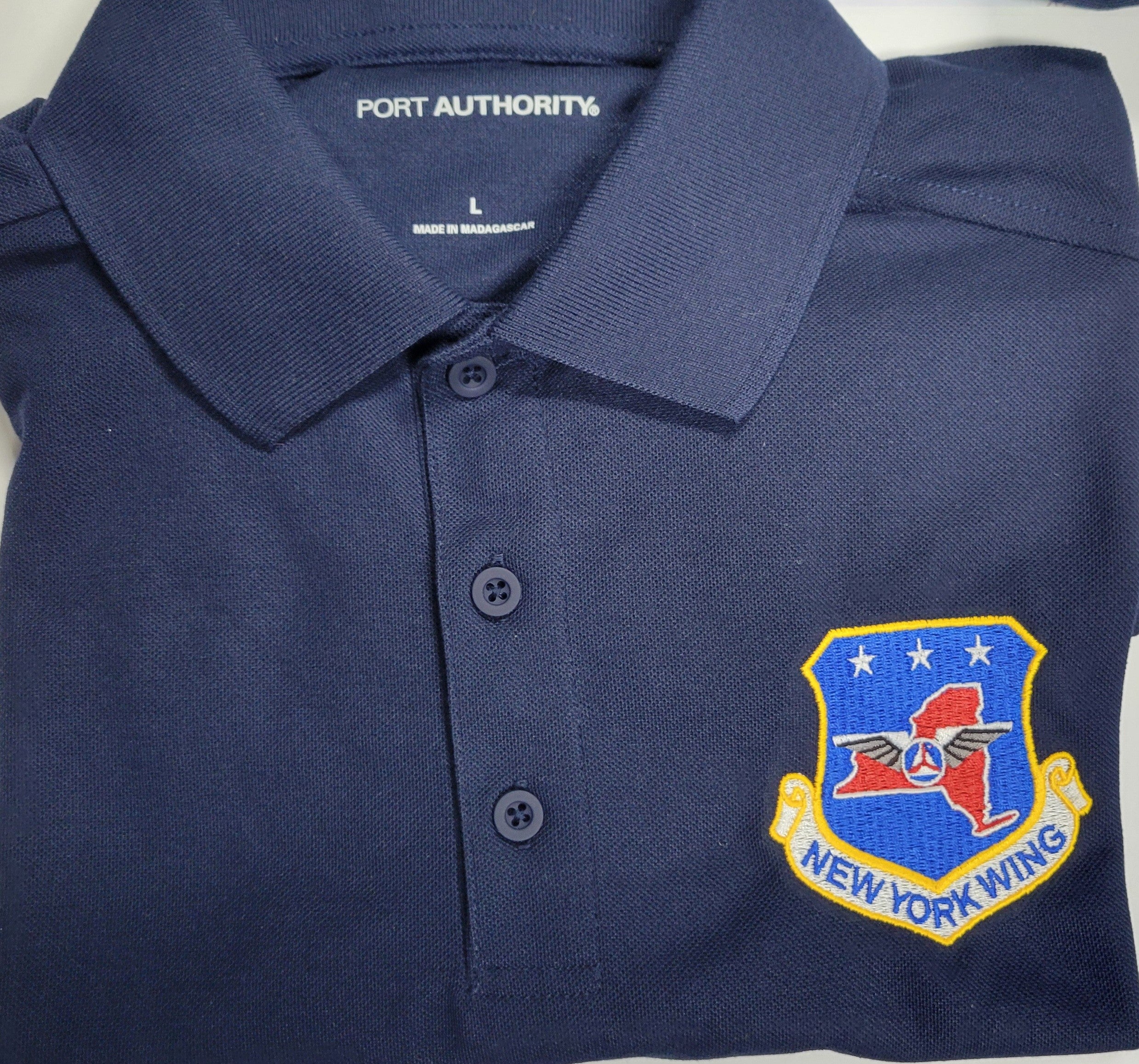 Civil Air Patrol Leisure Shirt: Polo (Navy Blue) with Wing/Region Emb Male