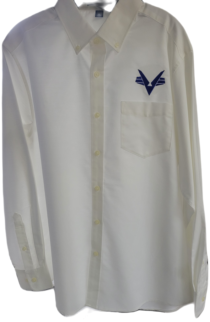 Civil Air Patrol Leisure Shirt: Male Long Sleeve (White) with/Flying V.