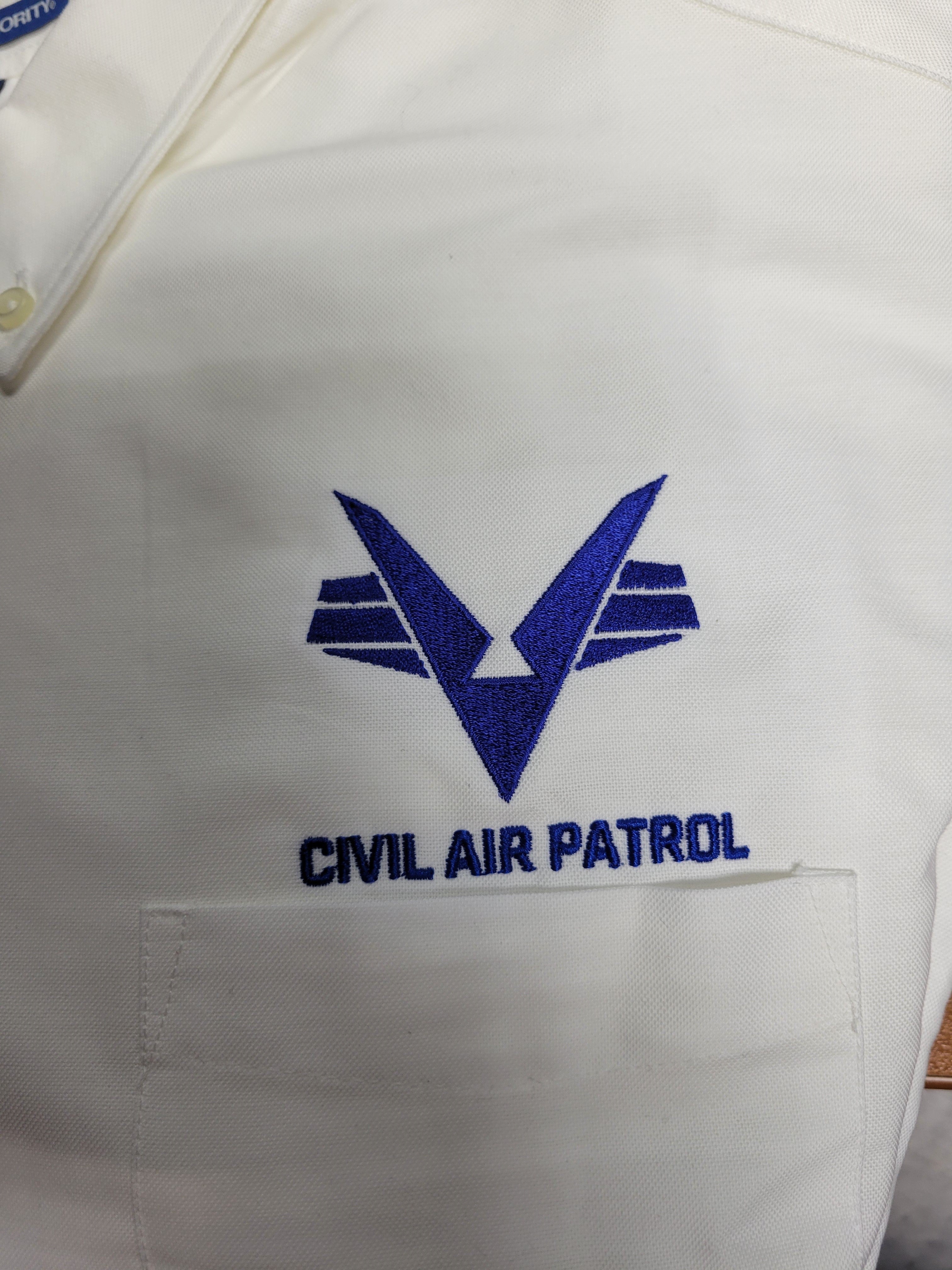 Civil Air Patrol Leisure Shirt: Male Long Sleeve (White) with/Flying V.