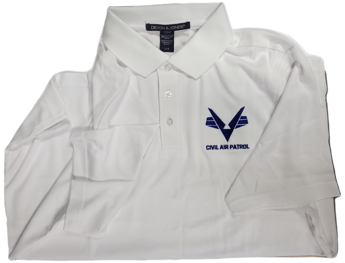 Civil Air Patrol Leisure Shirt: Short Sleeve - White Polo, Male