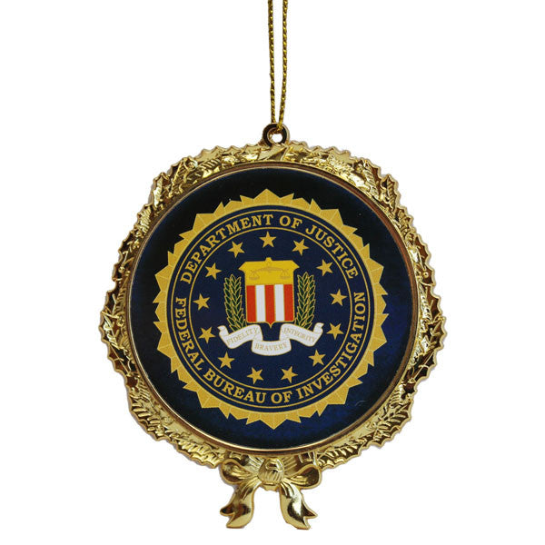 Ornament: 3" Gold Wreath FBI