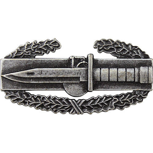 Army Badge: Combat Action First Award - regulation size, silver oxidized