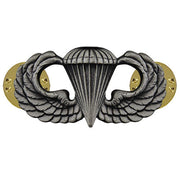 Army Badge: Parachute - silver oxidized