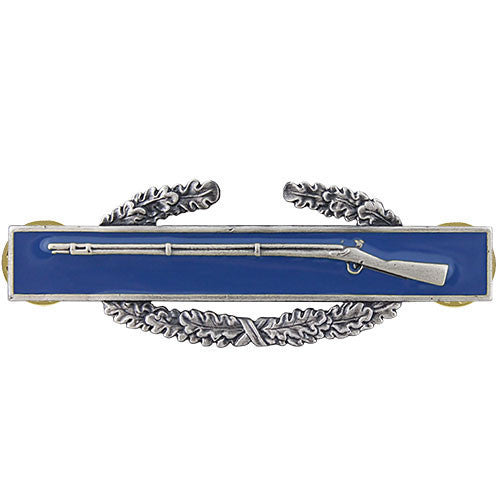 Army Badge: Combat Infantry First Award - regulation size, silver oxidized