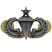 Army Badge: Senior Combat Parachute Second Award - silver oxidized
