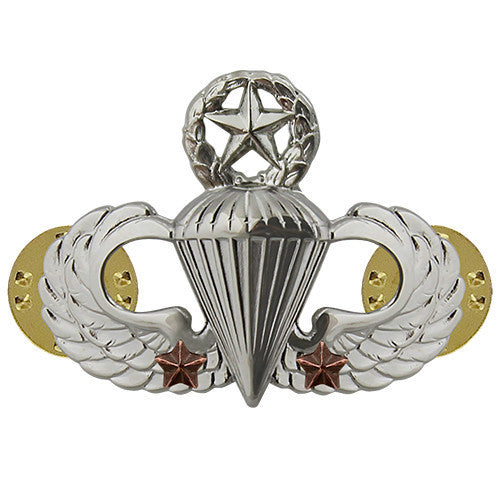 Army Badge: Master Combat Parachute Second Award - mirror finish