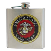 Marine Corps Flask: USMC Emblem 6 oz Stainless Steel