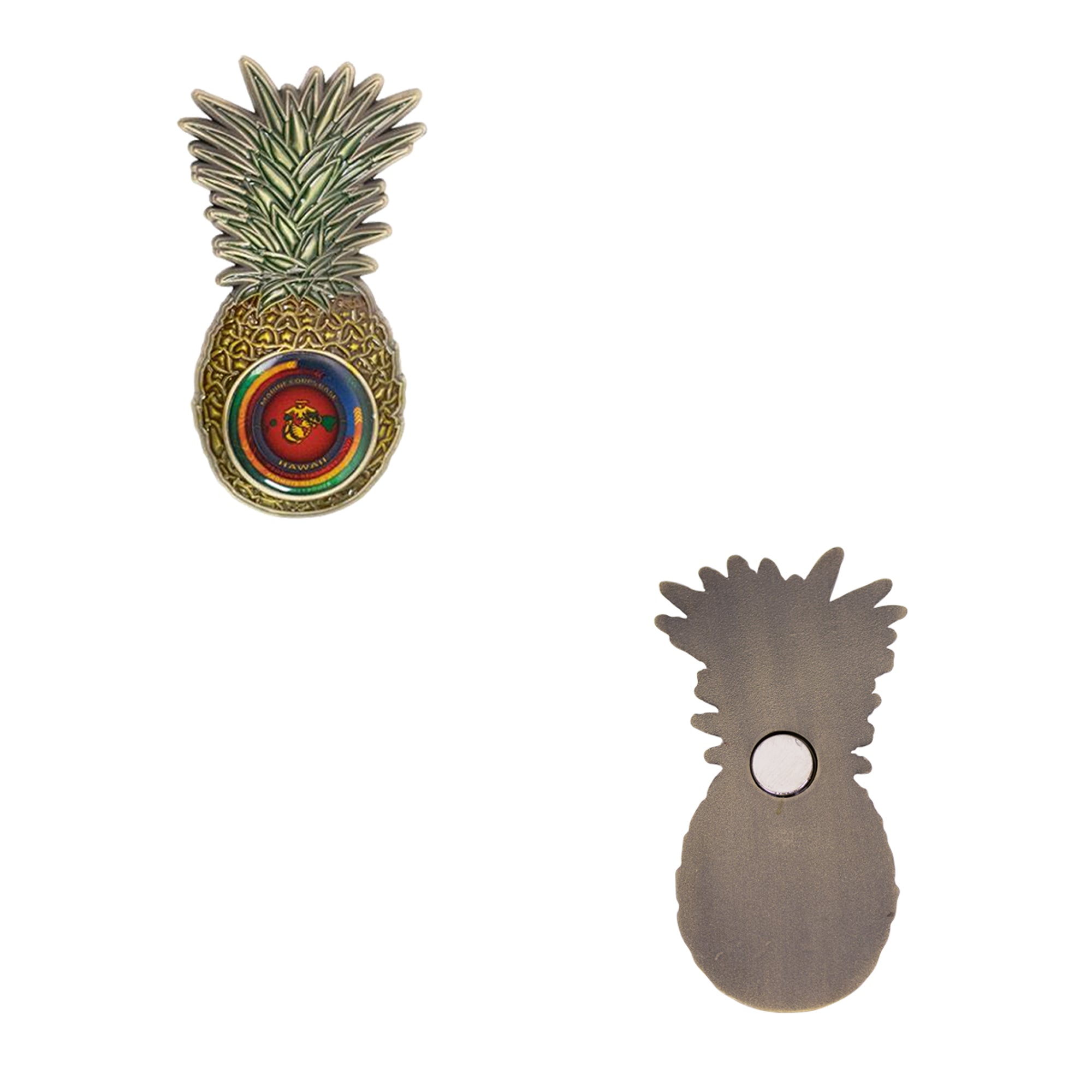 Coin 2" Magnet: Marine Corps Air Station Kaneohe Bay Pineapple Shape