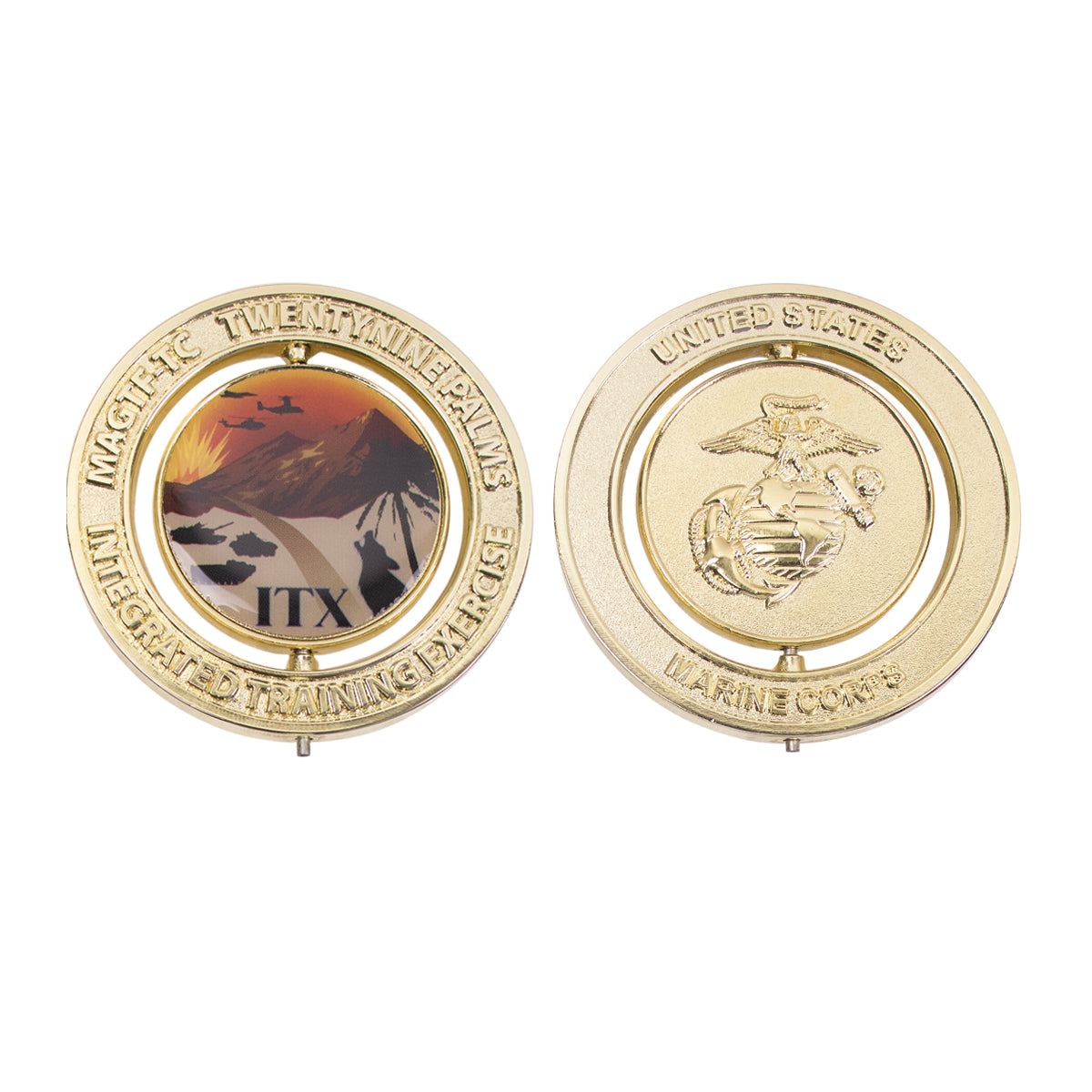 Marine Corps Spinner Coin: 2" Marine Corps 29 Palms ITX Logo