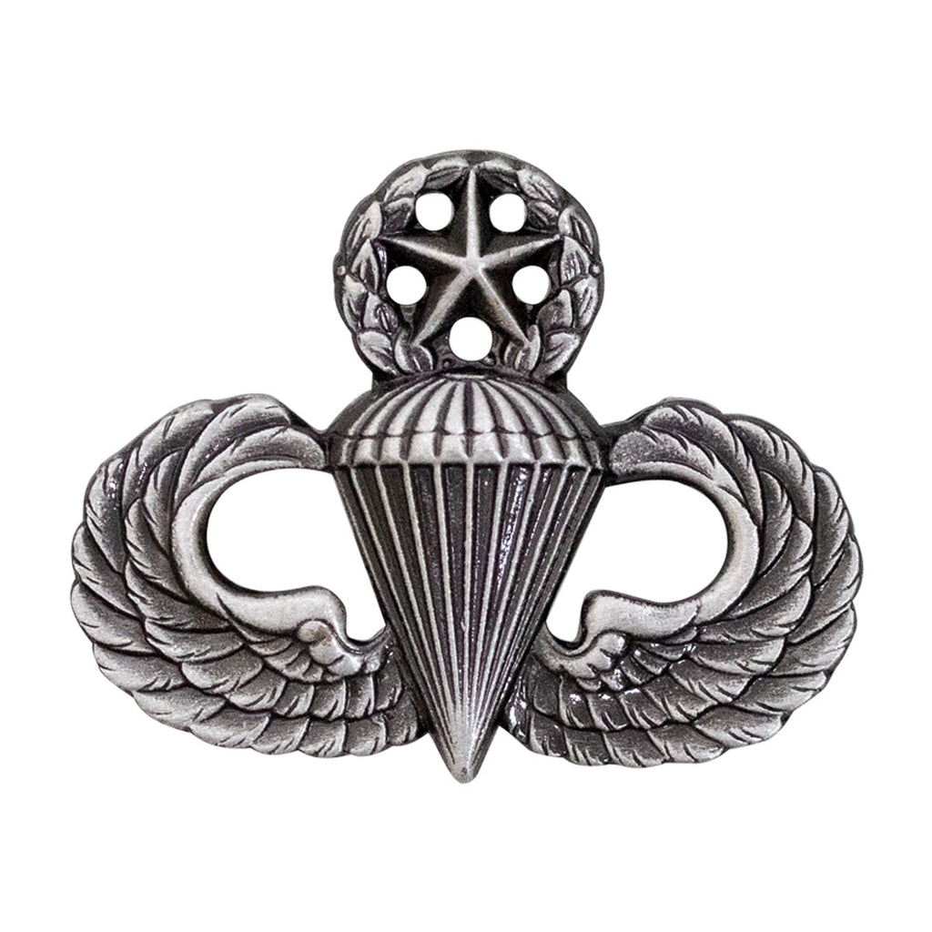 Army Dress Badge: Master Parachute - miniature, silver oxidized