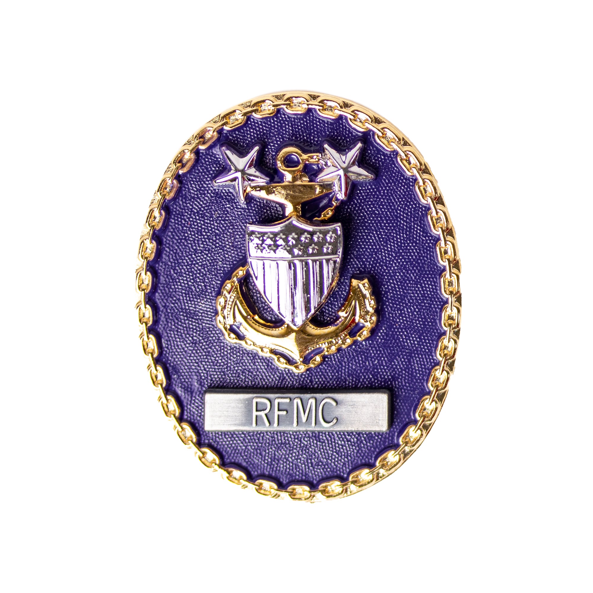 Coast Guard Badge: Enlisted Advisor E9 Command RFMC Blue Background - Regulation Size Coast Guard Badge: Enlisted Advisor E9 Command RFMC Blue Background - Regulation Size