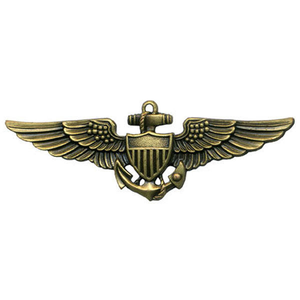 USN Regulation Size Antique Gold Aviator Badge