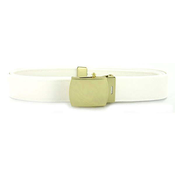 USN Male White CNT Belt with 24k Gold Buckle and Tip display picture 3
