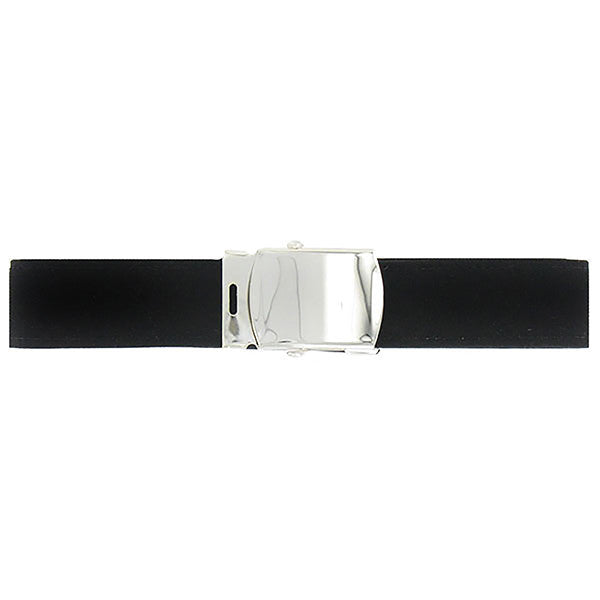 USN Male Black Poly-Wool Belt with Silver Mirror Buckle Tip display picture 1