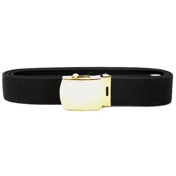 USN Male Black Poly-Wool Belt with 24k Gold Buckle and Tip