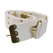 Pistol Belt: White Cotton with Brass Eyelets and Hardware