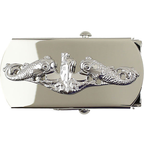 Navy Belt Buckle: Submarine Enlisted - silver mirror emblem
