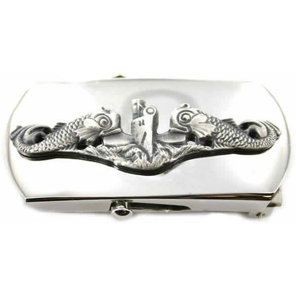 Navy Belt Buckle: Submarine Enlisted - oxidized emblem