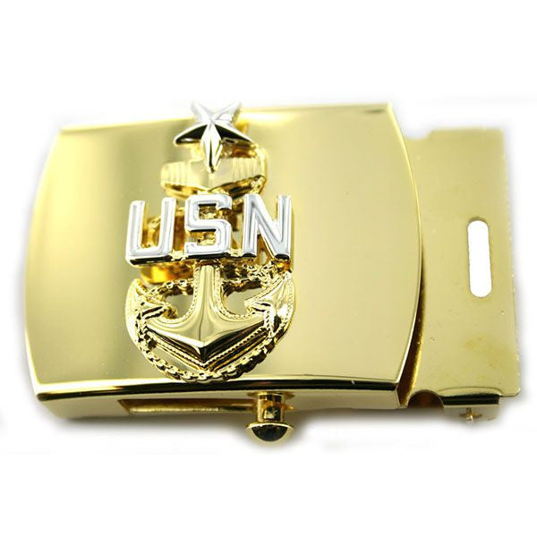 Navy Belt Buckle: E8 Chief Petty Officer: Senior - gold