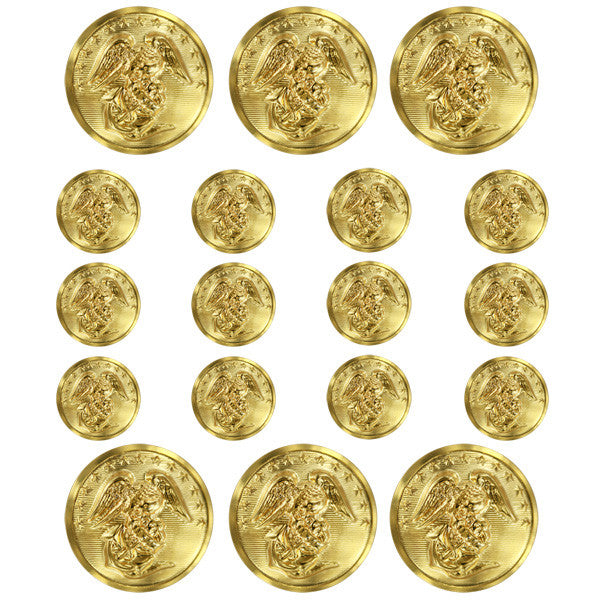 Marine Corps Button Set: Enlisted - (12-27 Ligne and 6-40 Ligne)