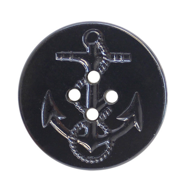 Navy Pea Coat Buttons - 24L / 15mm - 1 Dozen - Black