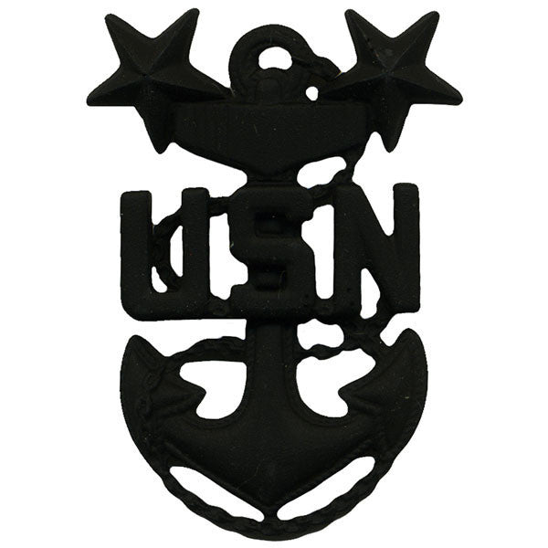 Genuine US Navy Cap Device: E6 Petty Officer First Class - Black Metal Insignia - View #3