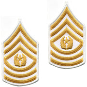 Army Chevron: Command Sergeant Major - gold embroidered on white, small