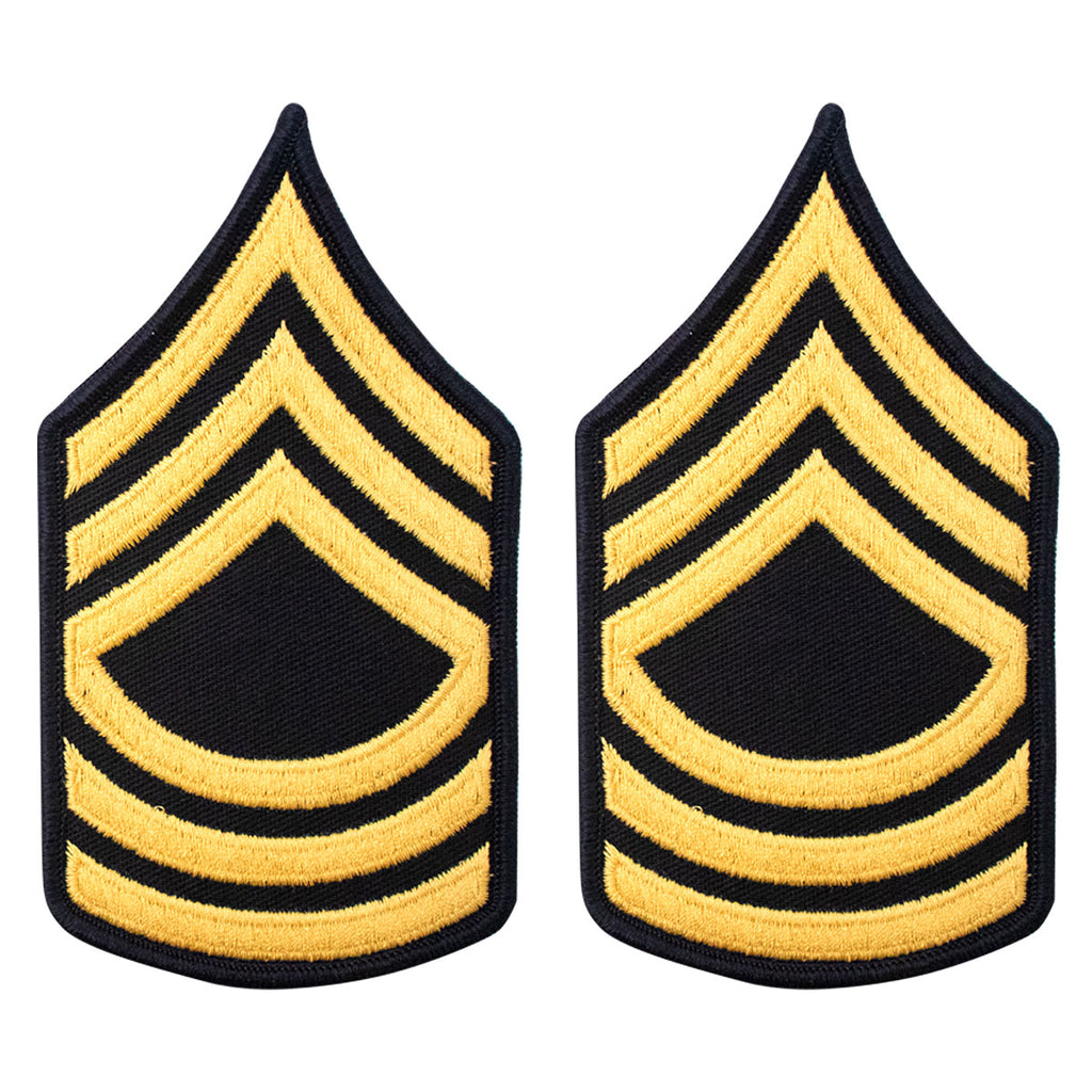Army Chevron: Master Sergeant - gold embroidered on blue, female