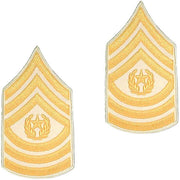 Army Chevron: Command Sergeant Major - gold embroidered on white, male