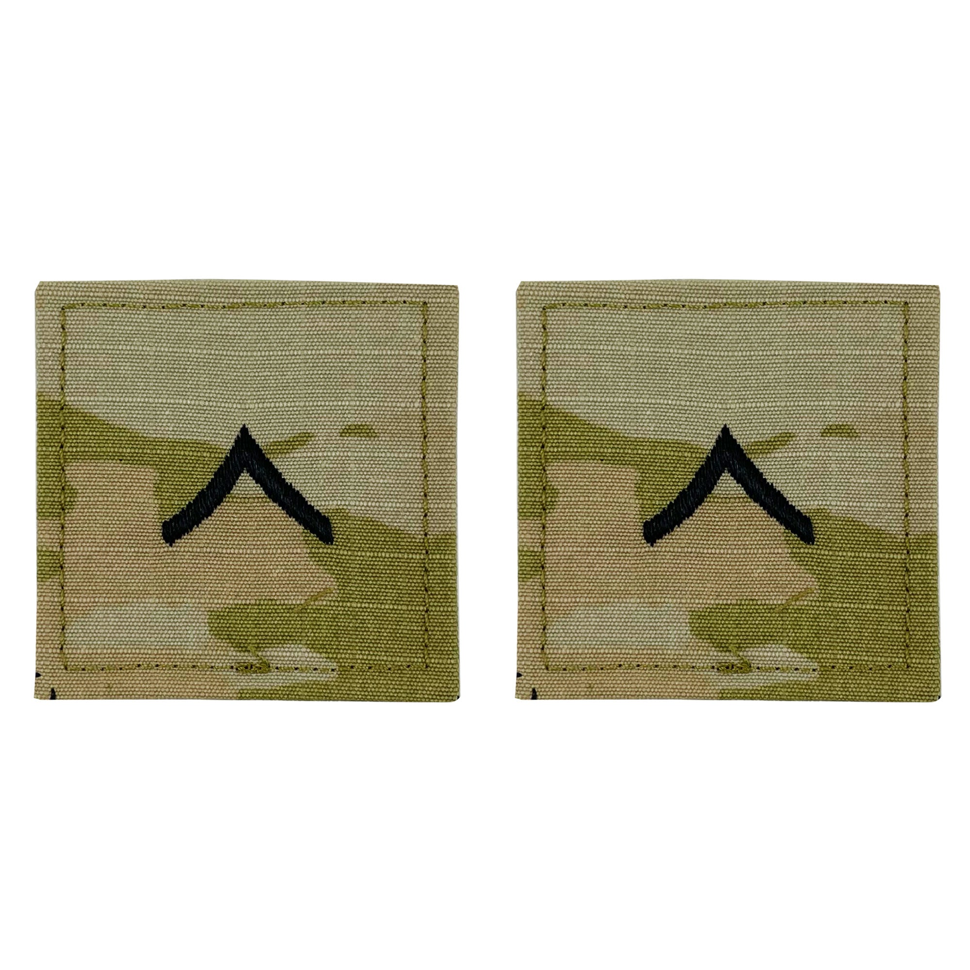 Army embroidered OCP with hook rank insignia: Private