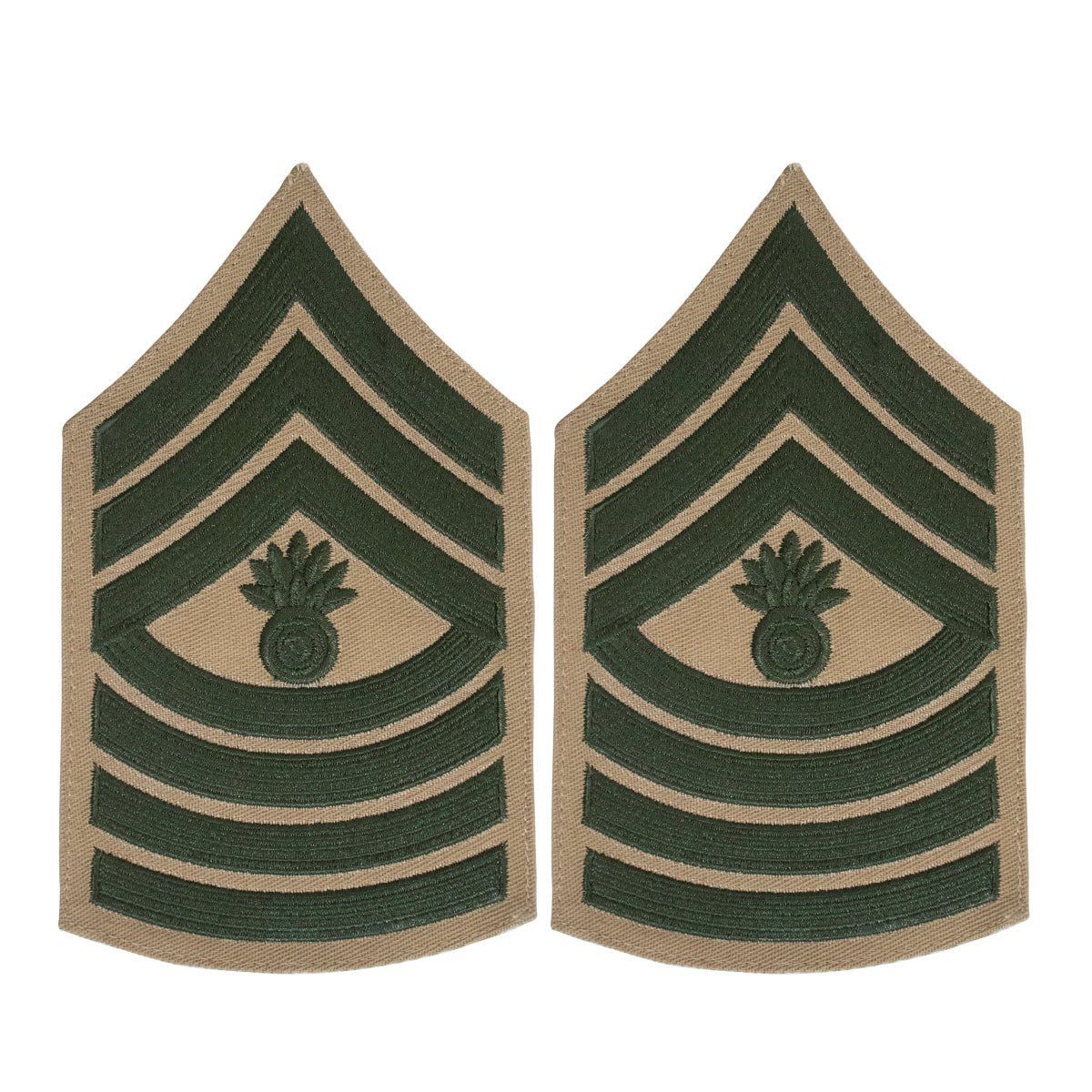 Marine Corps Chevron: Master Gunnery Sergeant - green on khaki for male